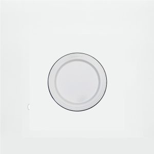 PLATO DE POSTRE ALA ANCHA ENLOZADO BLANCO Y BORDE NEGRO 20 CM