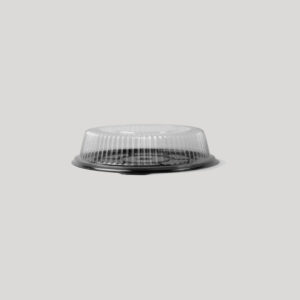 TARTERA CRISTAL CON BASE NEGRA 26 CM X 80 UNIDADES